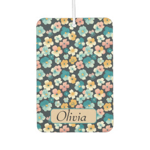 Vintage Cottagecore Florals in Blue & Yellow Car Air Freshener