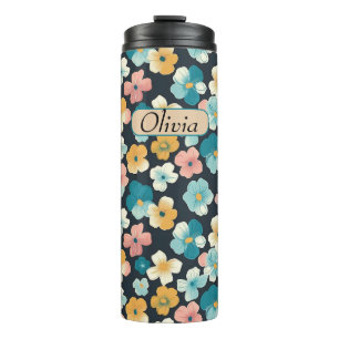 Vintage Cottagecore Florals in Blue & Yellow Thermal Tumbler