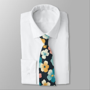 Vintage Cottagecore Florals in Blue & Yellow Tie