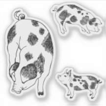 Vintage Cottagecore Pig LineArt Minimalist Pattern