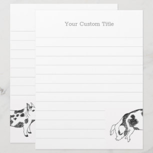 Vintage Cottagecore Pig LineArt Minimalist Pattern Custom Letterhead