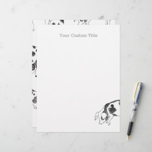 Vintage Cottagecore Pig LineArt Minimalist Pattern Custom Letterhead