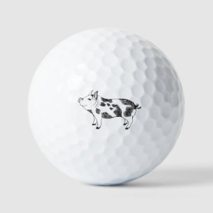 Vintage Cottagecore Pig LineArt Minimalist Pattern Golf Balls