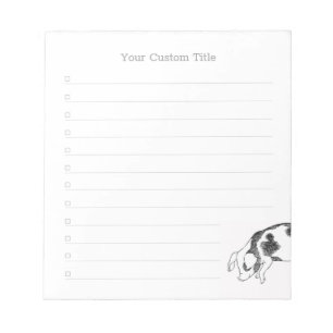Vintage Cottagecore Pig LineArt Minimalist Pattern Notepad