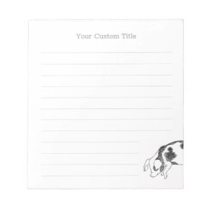 Vintage Cottagecore Pig LineArt Minimalist Pattern Notepad