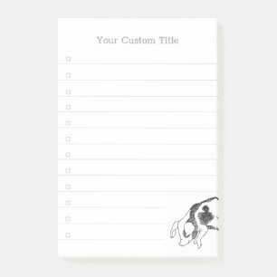Vintage Cottagecore Pig LineArt Minimalist Pattern Post-it Notes