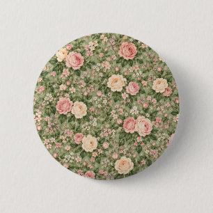 Vintage Cottagecore Pink Rose Floral Pattern Round 6 Cm Round Badge