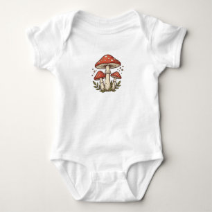 Vintage Cottagecore Red Toadstool Mushroom Forest Baby Bodysuit