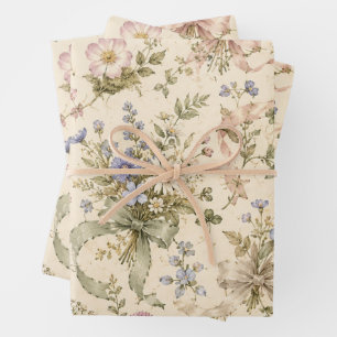 Vintage Cottagecore Ribbon Pattern Wrapping Paper