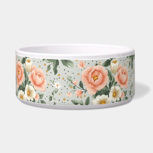 Vintage Cottagecore Rose Dog Bowl