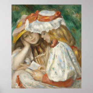 Vintage Cottagecore Sisters Reading Garden Art Poster