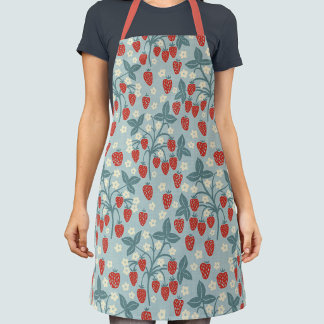 Vintage Cottagecore Strawberry Floral Botanical Apron