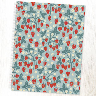 Vintage Cottagecore Strawberry Floral Botanical Notebook