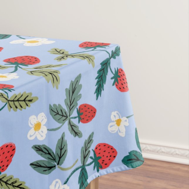 Vintage Cottagecore Strawberry Pattern Tablecloth (In Situ)