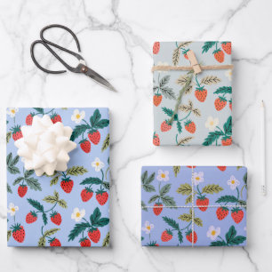 Vintage Cottagecore Strawberry Pattern Wrapping Paper Sheet