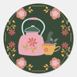 Vintage Cottagecore Tea Party Classic Round Sticker