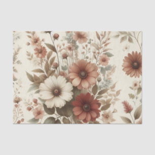Vintage Cottagecore Watercolor Floral Earthy  Tissue Paper