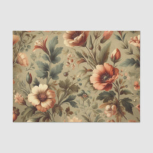 Vintage Cottagecore Watercolor Floral Earthy  Tissue Paper