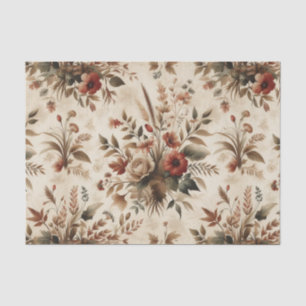 Vintage Cottagecore Watercolor Floral Earthy  Tissue Paper