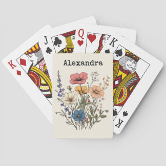 Vintage Cottagecore Wildflower Illustration Playing Cards
