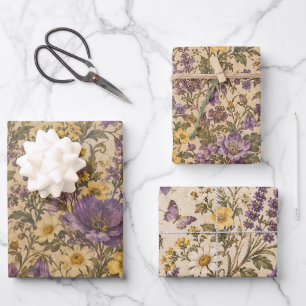 Vintage Cottagecore Wildflower Wrapping Paper