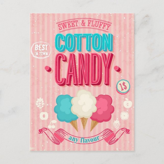 Vintage Cotton Candy Poster Postcard (Front)