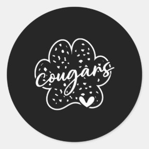 Vintage Cougars School Sports Team Spirit Back To Classic Round Sticker
