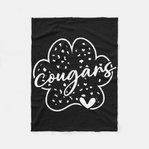 Vintage Cougars School Sports Team Spirit Back To Fleece Blanket