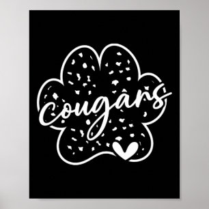 Vintage Cougars School Sports Team Spirit Back To Poster