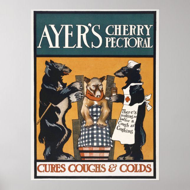 Vintage Cough Syrup Advertisement Poster (Front)