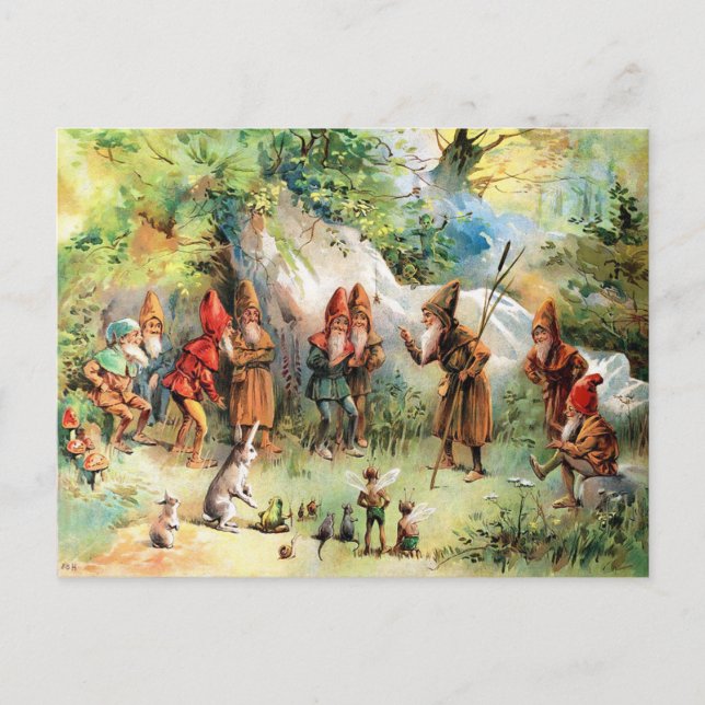 Vintage Council of Gnomes Postcard (Front)