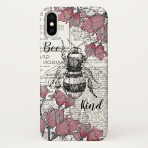 Vintage Country Bee Pink Floral iPhone X Case