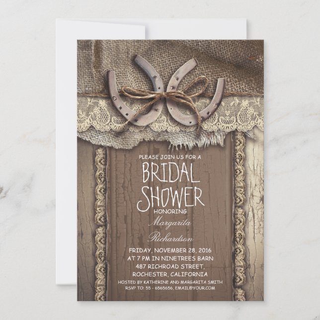 vintage country bridal shower invitations (Front)