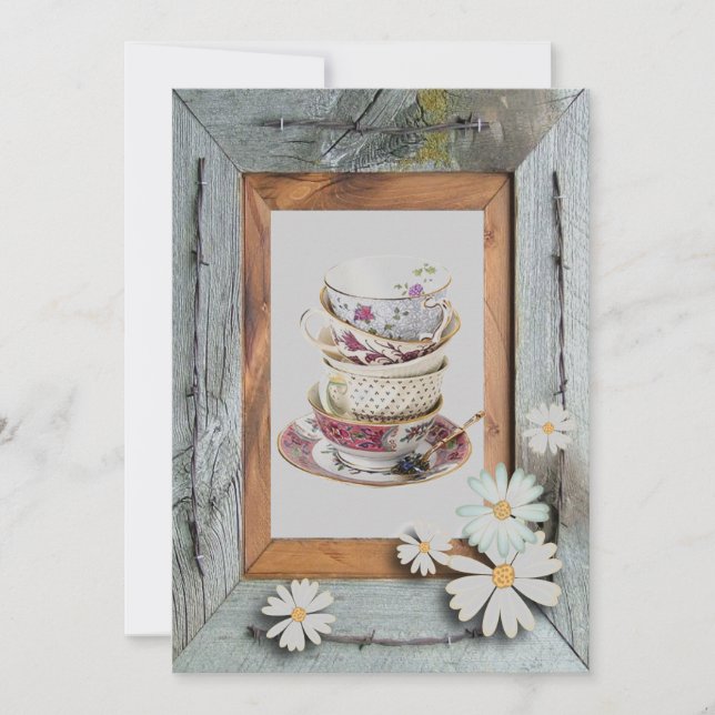 Vintage Country Bridal Shower Tea Party Invitation (Front)