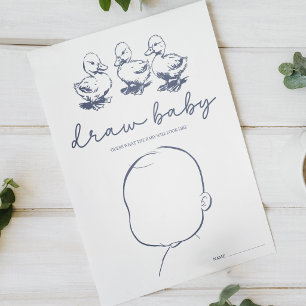 Vintage Country Charm Draw Baby Baby Shower Game Poster