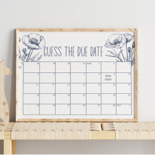 Vintage Country Charm Guess Due Date Baby Shower Poster