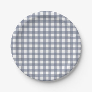 Vintage Country Charm Plaid Baby Shower Party Paper Plate