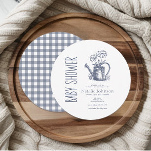 Vintage Country Charm Round Baby Shower Invitation