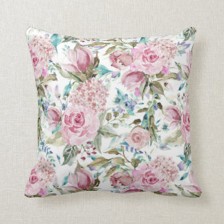 Vintage Country Chic Pink Teal Lavender Floral Cushion