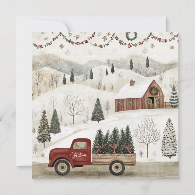 Vintage Country Christmas at the Farm Holiday Card (Front)