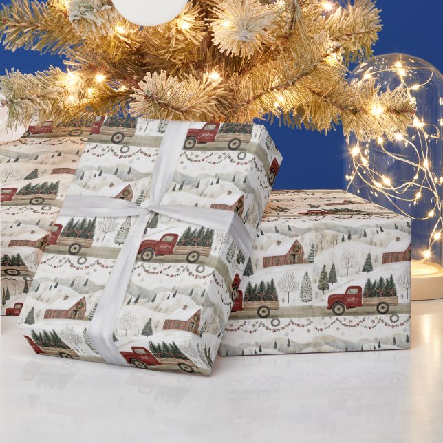 Vintage Country Christmas at the Farm Wrapping Paper (Holidays)