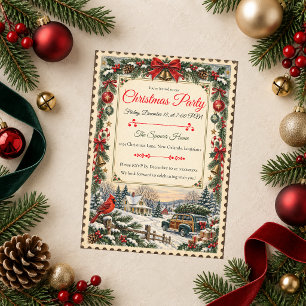 Vintage Country Christmas Party Invitation