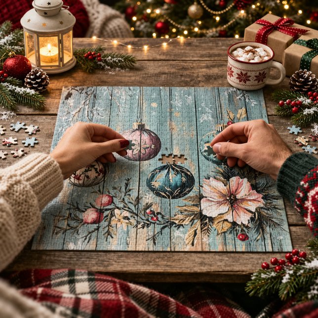 Vintage Country Christmas Rustic Farmhouse Wood Jigsaw Puzzle (Creator Uploaded)