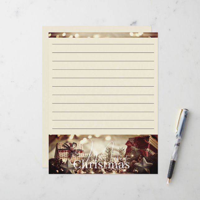 Vintage country Christmas stationery paper (Front/Back In Situ)