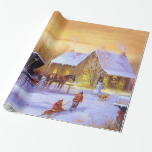 Vintage, Country Christmas Wrapping Paper