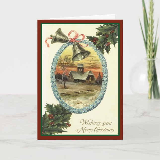Vintage Country Church Christmas Card (Front)