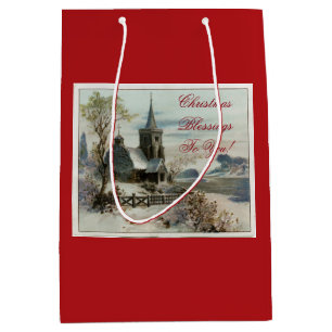Vintage Country Church Medium Gift Bag