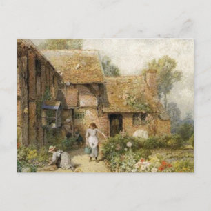 Vintage Country Cottage ~ Chores Postcard
