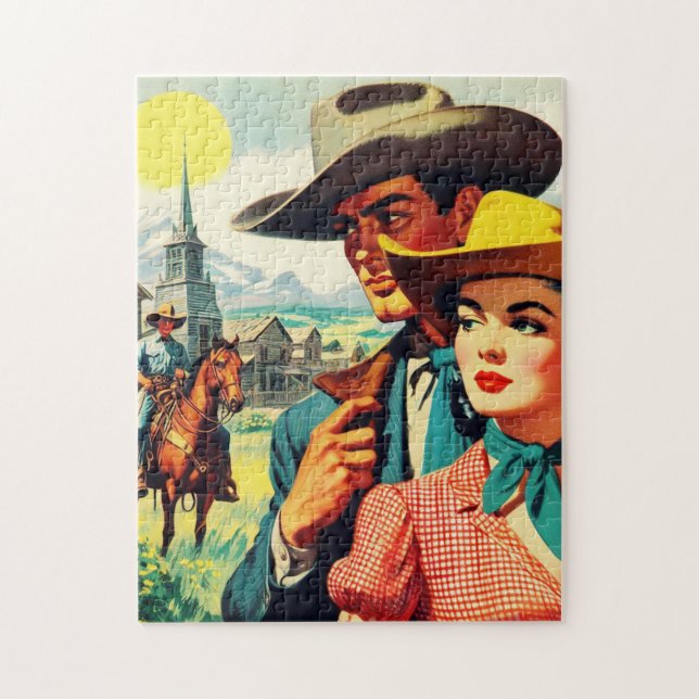 Vintage Country Couple Illustration Jigsaw Puzzle (Vertical)