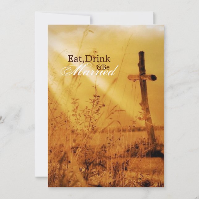 vintage country cross wedding Rehearsal Dinner Invitation (Back)